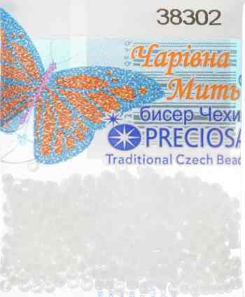 Бисер "Preciosa", матовый, с цветной серединой, цвет: белый (38302), 10/0, 5 г. 544203_38302