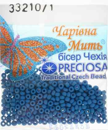 Бисер "Preciosa", непрозрачный, матовый, цвет: синий (33210/1), 10/0, 5 г