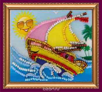 Набор для вышивания с магнитом Абрис Арт "Кораблик", 8 х 7 см