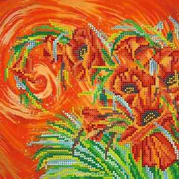 Схема для вышивки бисером на холсте Абрис Арт "Маковый шлейф", 20 x 20 см