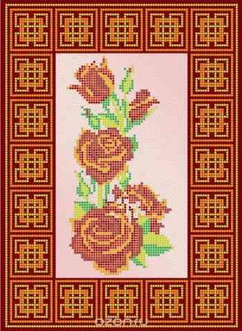 Схема для вышивки бисером на холсте Абрис Арт "Роза красная", 22 x 30 см