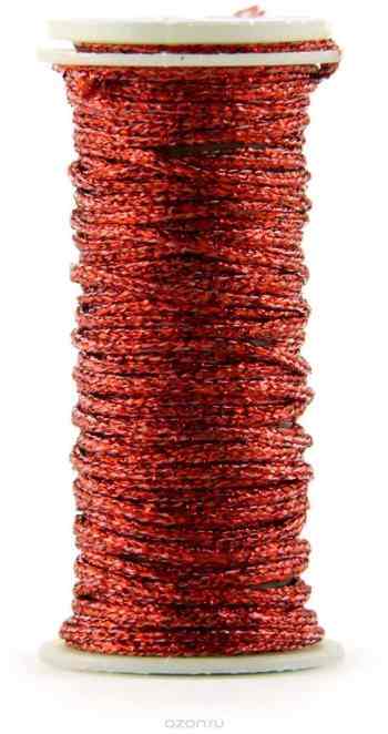 Нить для декорирования элементов Kreinik "Iron On ", термоклеевая, металлизированная, цвет: красный (6130), 3 м