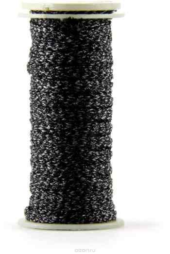 Нить-лента для декорирования Kreinik "Rib Iron On", термоклеевая, металлизированная, цвет: черный (6090), 1/8", 3 м