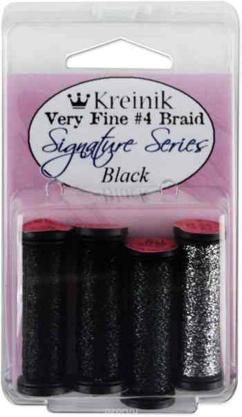 Набор ниток Kreinik "Very Fine", цвет: черный,№4, 4 шт