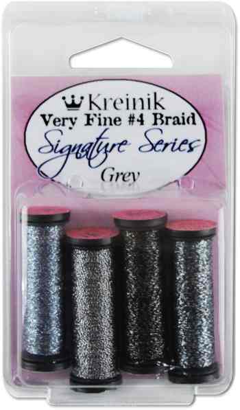 Набор ниток Kreinik "Very Fine", цвет: серый, №4, 4 шт