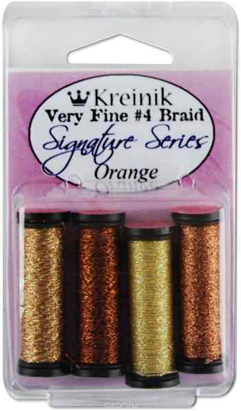 Набор ниток Kreinik "Very Fine", цвет: оранжевый, №4, 4 шт