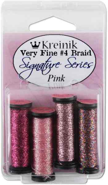 Набор ниток Kreinik "Very Fine", цвет: розовый, 4 шт