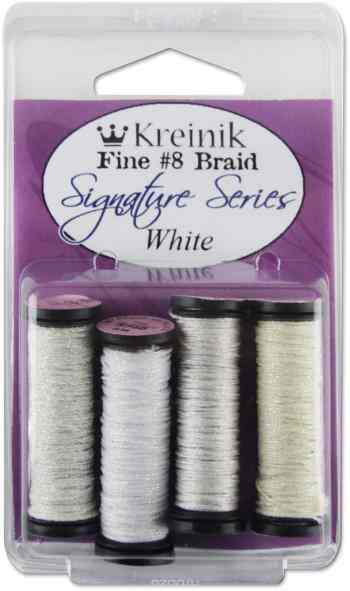 Набор ниток Kreinik "Fine", цвет: белый, №8, 4 шт