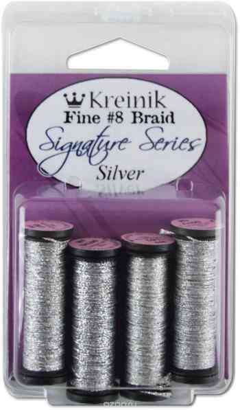 Набор ниток Kreinik "Fine", цвет: серебристый, №8, 4 шт