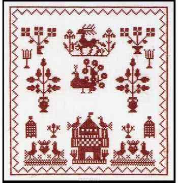 Набор для вышивания крестом Thea Gouverneur "Образцы 1767", 21 х 22,5 см. 2068