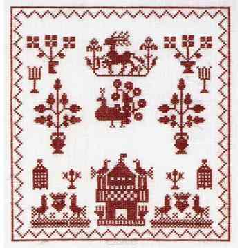 Набор для вышивания крестом Thea Gouverneur "Сэмплер 1767", 21 х 22,5 см. 2068A