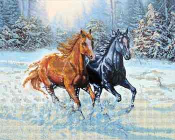 Набор для вышивания Gluriya "Гнедой и вороной", 40 x 32 см. 63000
