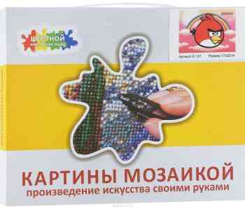 Набор для создания картины стразами Цветной "Angry Birds на облаках", 17 х 22 см