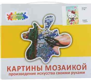 Набор для создания картины стразами Цветной "Hello Kitty с гитарой", 17 х 22 см