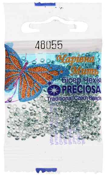 Бисер "Preciosa", прозрачный, глянцевый, цвет светло-голубой (48055), 10/0, 5 г