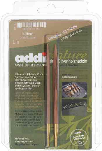 Спицы дополнительные Addi "Addi Click Nature", диаметр 5,5 мм, 2 шт