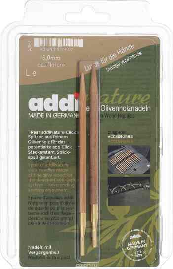 Спицы дополнительные Addi "Addi Click Nature", диаметр 6 мм, 2 шт