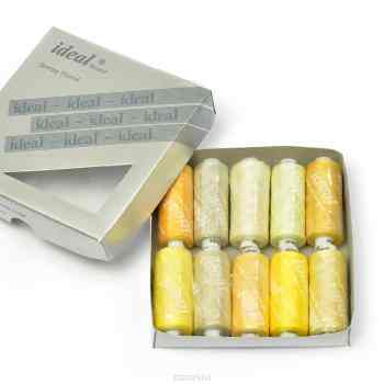 Набор швейных ниток "Ideal", №40, цвет: желтый, 366 м, 10 шт