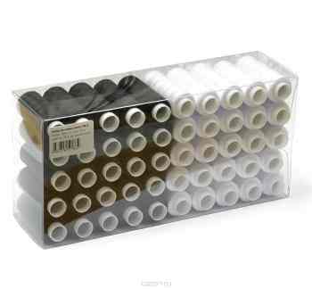 Набор швейных ниток "Ideal", №40, цвет: черный, белый, 183 м, 50 шт