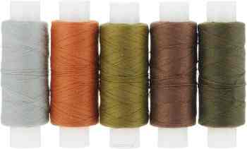 Набор цветных ниток "ПНК им. Кирова", цвет: темно-коричневый, болотный, темно-зеленый, коричневый, серый, 45ЛЛ, 150 м, 5 шт