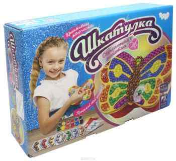 Danko Toys Набор для декорирования Шкатулка Сверкающая пайетка Бабочка