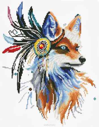 Набор для создания картины со стразами Цветной "Лиса-индеец", 40 х 50 см. LGP002