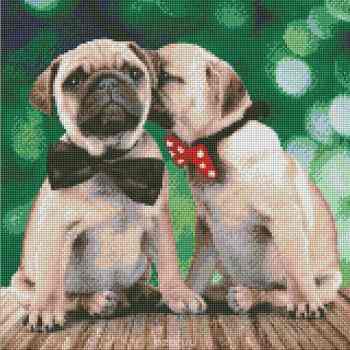 Набор для изготовления картины со стразами Алмазная Живопись "Мопсы", 40 х 40 см
