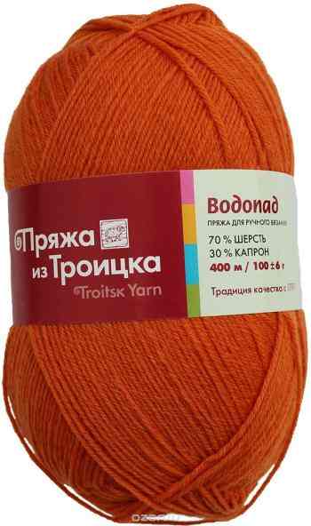 Пряжа для вязания Троицкая камвольная фабрика "Водопад", цвет: ярко-оранжевый (0493), 400 м, 100 г, 10 шт