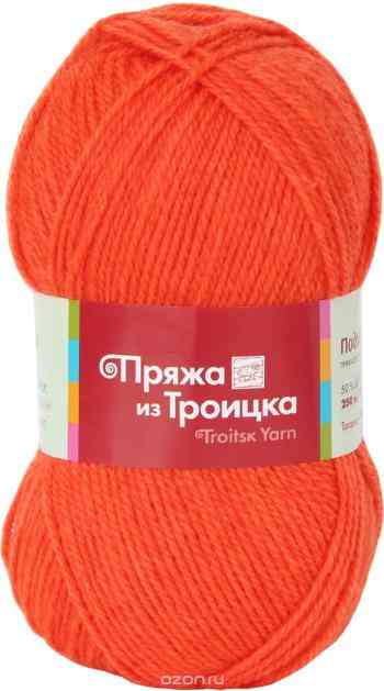 Пряжа для вязания Троицкая камвольная фабрика "Подмосковная", цвет: ярко-оранжевый (0493), 250 м, 100 г, 10 шт