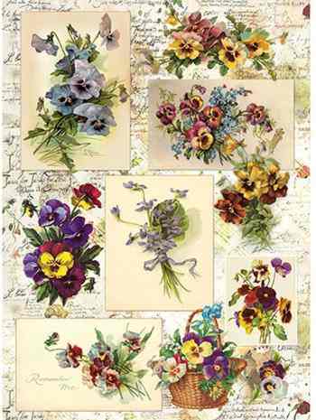 Рисовая бумага для декупажа Craft Premier "Анютины глазки", 28,2 х 38,4 см