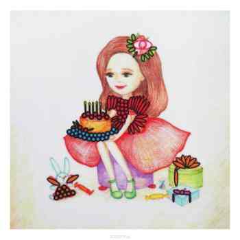 Набор для вышивания лентами Woman-Hobby "Серия Девочки №3", 13,5 х 13,5 см