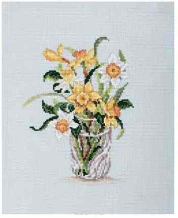 Набор для вышивания крестом RTO "Нарциссы в хрустальном стакане", 14 х 18 см