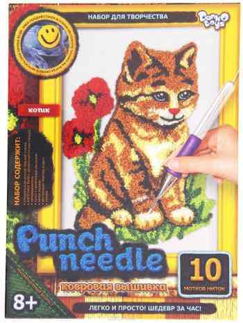 Набор для творчества Danko Toys "Punch Needle. Кошка", ковровая вышивка. 1235330
