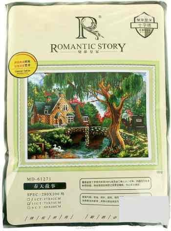 Набор для вышивания крестом Romantic Story "Домик у реки", 73 x 54 см
