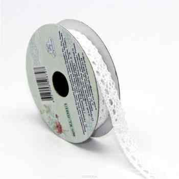 Лента кружевная "Рукоделие", цвет: белый, 1 см, 3 м. KL-0301