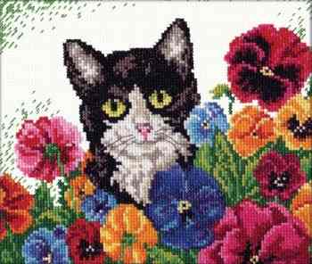 Набор для вышивания ЧИ 58 02 (В 023) СР "Магия цветов (кот)" 20х16см