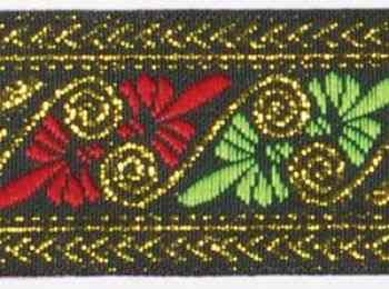 Лента отделочная жаккардовая А 0242 шир 34 мм уп 10м цв золото/черный