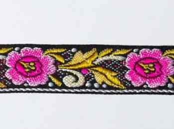 Лента отделочная жаккардовая W9 шир 28 мм уп 10м цв желт/розовый