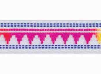Лента отделочная жаккардовая W3 шир 9 мм уп 10м цв радуга/белый