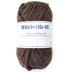 Пряжа для сваливания в стиральной машине "Wash+Filz-it", цвет: char (темно-коричневый) (00022), 50 м, 50 г