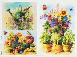 Рисовая карта для декупажа Кустарь "Садовый пейзаж", 21 см х 29 см