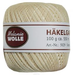 Пряжа для вязания крючком Melanie Wolle "Hakelgarn", цвет: бежевый, 550 м, 100 г