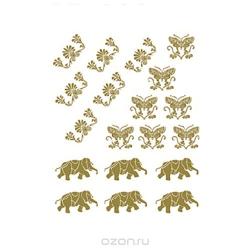 Трансфер универсальный "Бабочки и слоны", цвет: золотой, 17 см х 25 см. CD-307