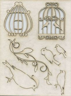 Чипборд "Клетки, птицы, орнамент". АМ817001
