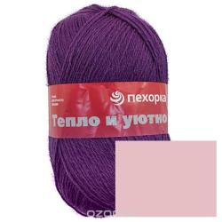 Пряжа для вязания Пехорка "Тепло и уютно", цвет: петунья (345), 400 м, 100 г, 5 шт