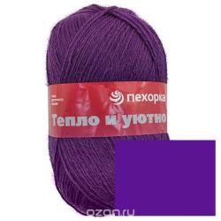 Пряжа для вязания Пехорка "Тепло и уютно", цвет: темная фиалка (567), 400 м, 100 г, 5 шт