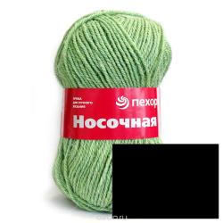 Пряжа для вязания Пехорка "Носочная", цвет: черный (02), 200 м, 100 г, 10 шт
