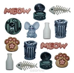 Набор пуговиц и фигурок Dress It Up "Кошачьи лакомства", 14 шт. 7702111