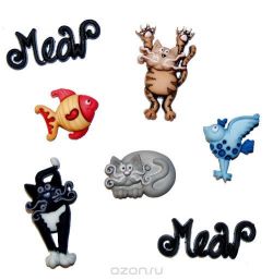Набор пуговиц и фигурок Dress It Up "Безумные коты", 7 шт. 7702117