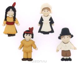 Пуговицы декоративные Dress It Up "Пилигримы и индейцы", 2 шт